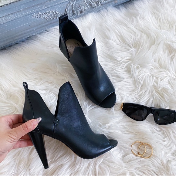 Leather Peep Toe Heel Booties | Poshmark